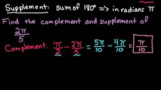 Find Complement and Supplement of Given Angle in Radians