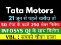 50 के बदले 250 शेयर मिलेंगे 🥳 tata motors share latest news | infosys share latest news | vbl share