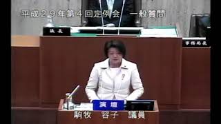 平成２９年第４回定例会　一般質問（駒牧議員）