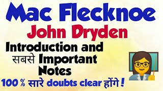 Mac Flecknoe Hindi John Dryden Summary And Analysis Line