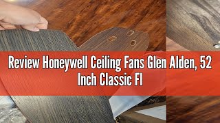 Review Honeywell Ceiling Fans Glen Alden, 52 Inch Classic Flush Mount Indoor LED Ceiling Fan with Li