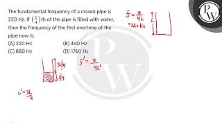 The fundamental frequency of a closed pipe is 220 Hz. If 14th of the pipe is filled with water, ....