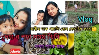 লফা শাকেৰে মাছৰ জুতি ☺আমাৰ শাক পাচলি বাৰি খন 🤗দেহাক মই কেনেকৈ পঢ়াও🤔 vlog