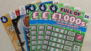 Brand New Full of £1,000s vs Old £30 Mix of UK Allwyn National Lottery Scratch Cards