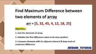 Find Maximum Difference between two elements of array in binary tree || Python