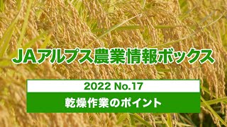 JAアルプス農業情報ボックス2022 NO.17 乾燥作業のポイント