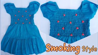 Boutique Style Simple and Easy Smoked Frock Design for Kids