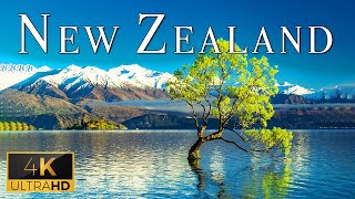 FLYING OVER NEW ZEALAND (4K UHD) - Calming Music With Spectacular Natural Landsc