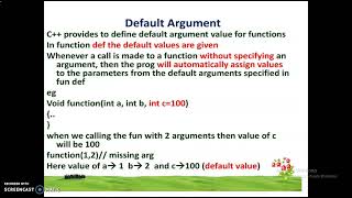 Inline Function, Default Arguments & Function Overloading in C++, Unit I , I B.Sc(CS), R.A.College