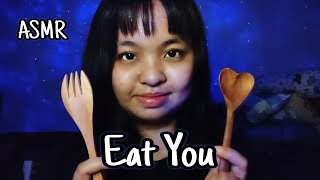 ASMR Eating Your Face With Wooden Spoon \u0026 Fork ( Wet Mouth Sound, Visual Trigger,  Barely Talking )