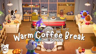 Warm Coffee Break ☕ | 🌧️ Rainy Day with Animal Crossing Chill Café Vibes + Smooth Jazz Playlist 🎧✨