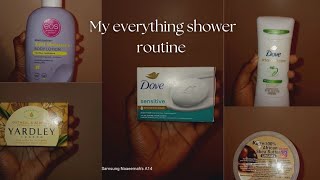 MY EVERYTHING SHOWER ROUTINE part 4: Dove Soap, Yardley oatmeal \u0026 almond, Shea butter, deodorant,