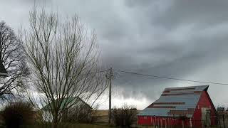 Rumbling thunder and starting to hail