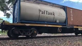 G520 XR558 G539 XR559 and BL26 Container train Passing Champion Road level Crossing