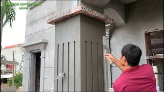 Creative And Beautiful Concrete Column Decoration Construction Techniques Using Cement Sand