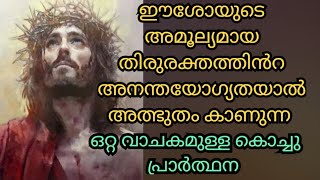 ഈശോയുടെ അമൂല്യമായ തിരുരക്തത്തിൻറ അനന്തയോഗ്യതയാൽ അത്ഭുതം കാണുന്ന ഒറ്റ വാചകമുള്ള കൊച്ചു പ്രാർത്ഥന