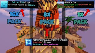 Bedwars, but with a 16x, 8x, and 1x texture pack | Hypixel Bedwars