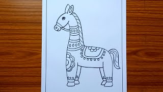 মাটির ঘোড়া কিভাবে আঁকবে খুব সহজেই||How To Draw Horse for kids||