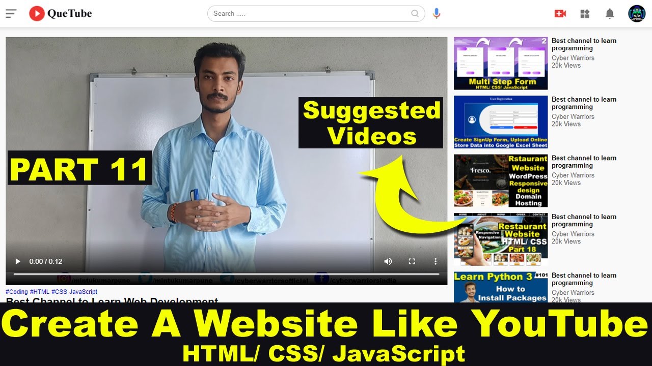 How To Create A Website Like YouTube Using HTML/CSS And JavaScript, How ...