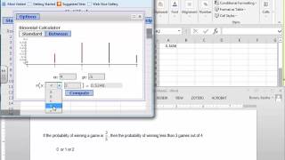 Calculating Probabilities of Binomial Distributions using Statcrunch and Excel