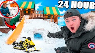 24 Hour Overnight MASSIVE Snow Fort Survival Challenge! (-20🥶)