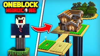 I Built the PERFECT Base in One Block Hardcore Minecraft (#1)