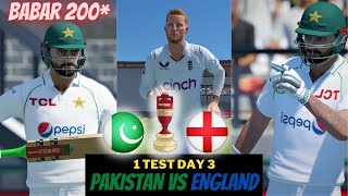 Brilliant Batting BABAR AZAM 200* - Pakistan vs England 1st Test - Day 3 - CRICKET 22 Gameplay 1080p