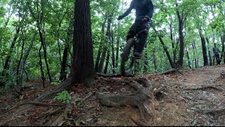 Unicycle. Mt. Myeokjo Playful Riding In Rain.