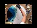 Large ACRYLIC POUR Tutorial || Geode Style || With real precious stones