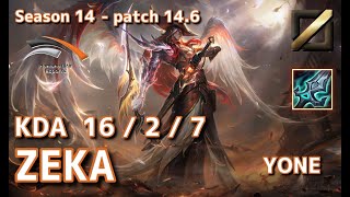 【KRサーバー/C1】HLE Zeka ヨネ(Yone) VS アーリ(Ahri) MID - Patch14.6 KR Ranked【LoL】