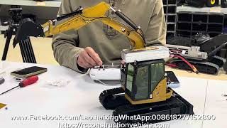 The sample of CAT 308 RC hydraulic mini excavator is being tested.