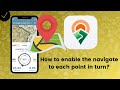 How to enable the navigate to each point in turn function in Avenza Maps?