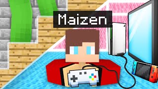 Maizen BUILT a SECRET GAMING ROOM to HIDE from MIKEY in Minecraft! - Funny Story (JJ TV)