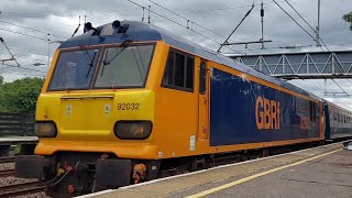 GBRf 92032 (IMechE Railway Division) passing Sandy