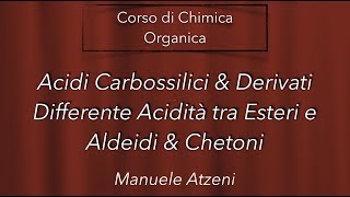 Chimica organica (Differenza di acidità tra esteri aldeidi e chetoni) L125