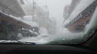 雪の松之山温泉街　松之山温泉山の森のホテルふくずみ