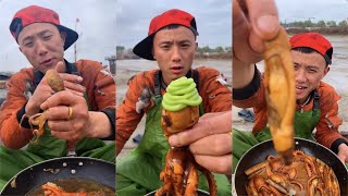 『爆头』八爪鱼必须搭配一整管的芥末酱才过瘾！Dip octopus in mustard today, very enjoyable #seafood #eatingshow #yummy