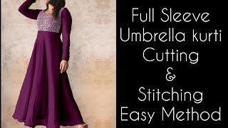 Designer Umbrella Kurti With Full  Sleeves Cutting And Stitching Simple Method @rpfashiontech1545