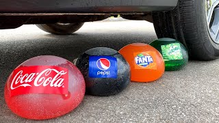 Experiment Car vs Coca Cola, Fanta, Mirinda Balloons | Crushing Crunchy & Soft Things by Car 03
