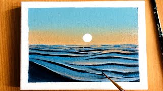 Clam Ocean Sunset 🌅/ Easy Acrylic painting /Painting Tutorial #087 /Step By Step /Relaxing Vedio.