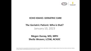 The Geriatric Patient: Who is that? - 01/10/2023
