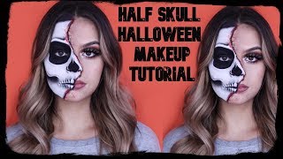 HALF SKULL MAKEUP TUTORIAL! WITH SFX