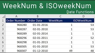 Excel WeekNum and ISOWeekNum Functions