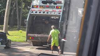 Town of Brookhaven Bianculli Sanitation CCC Heil Garbage Truck B4 Picking Up Trash and Passing by it