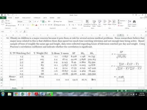 Calculating Pearson's Correlation Coefficient Using Excel Calculating Pearson's Correlation Coefficient Using Excel