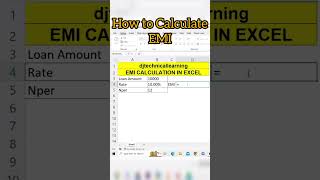 How To Calculate EMI | EMI Calculation | PMT Function |  #exceltips #dataentry #deepakjhanswa #excel