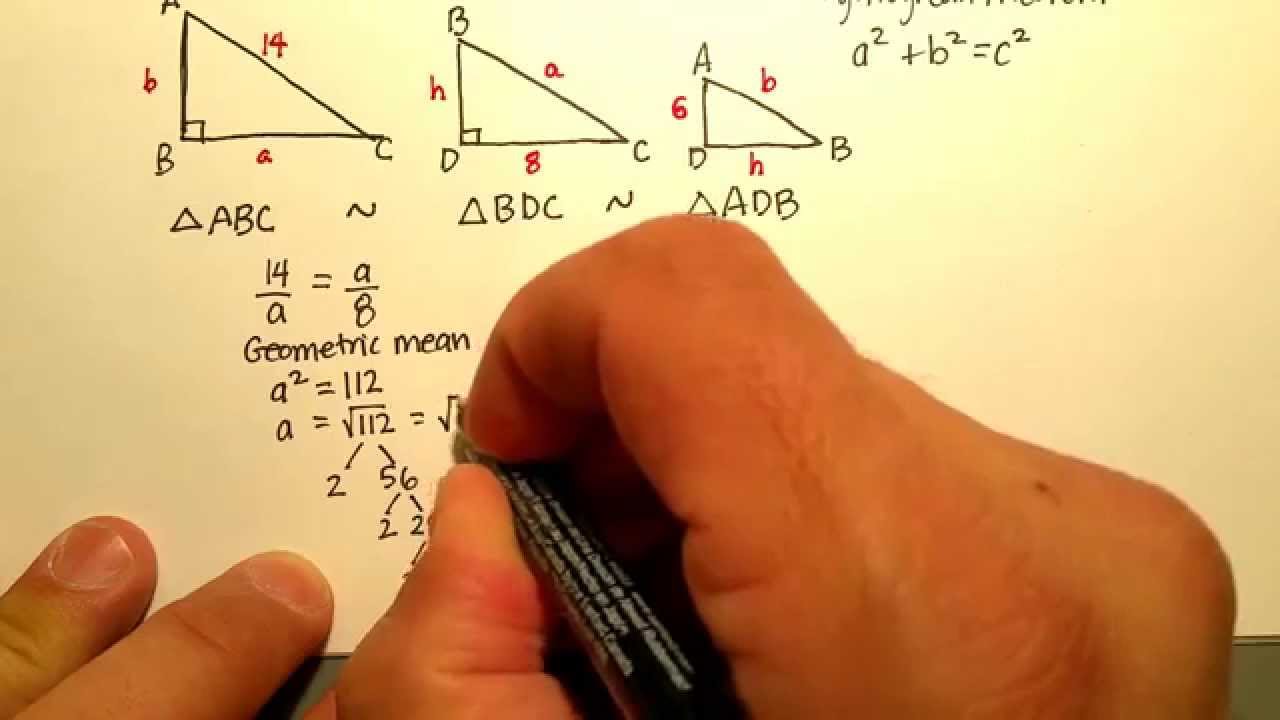 Triangles: Similar Right Triangles, Geometric Mean - YouTube