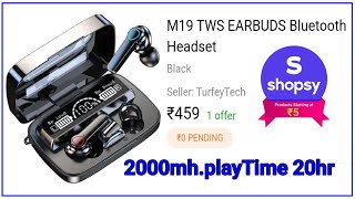 #M19 TWS Bluetooth Headset battery 2000mh play Time 20 hr#