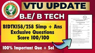 BIDTK158/258/258 Most Important questions with answers score 100/100 #importantquestions #vtu