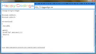 Change string to integer c code example